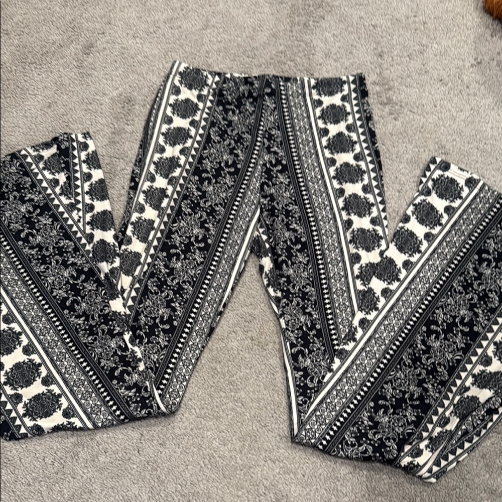 Chocolate Black and White Geometric Flare Jeans